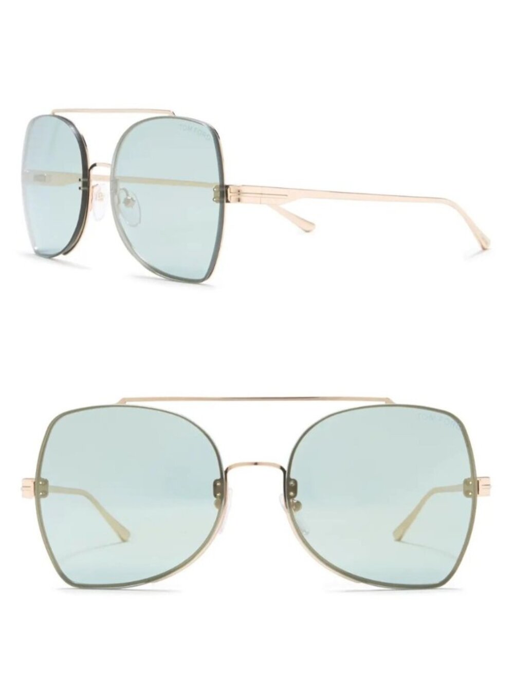 TOM FORD Scout TF656 28Q 58mm Oversized Butterfly Sunglasses Gold Green - Italy